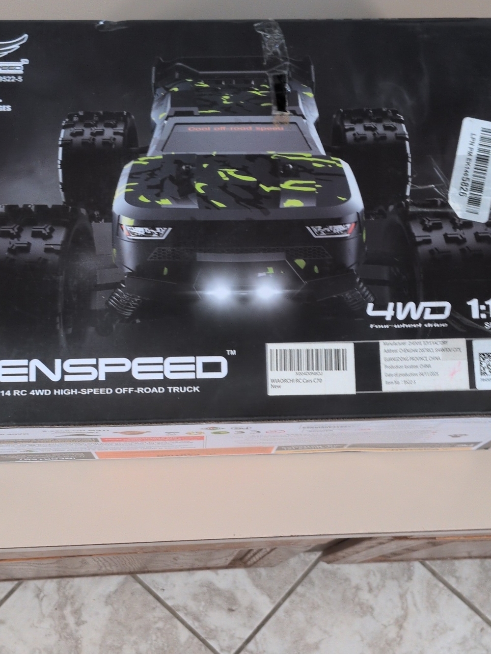 4WD High-Speed Off-Road Truck - Black with Neon Green Accents